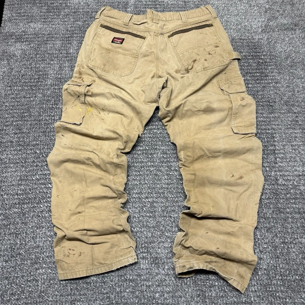 Wrangler Riggs Workwear Carpenter Pants Mens 34 x 32 Brown Ripstop Canvas READ‎